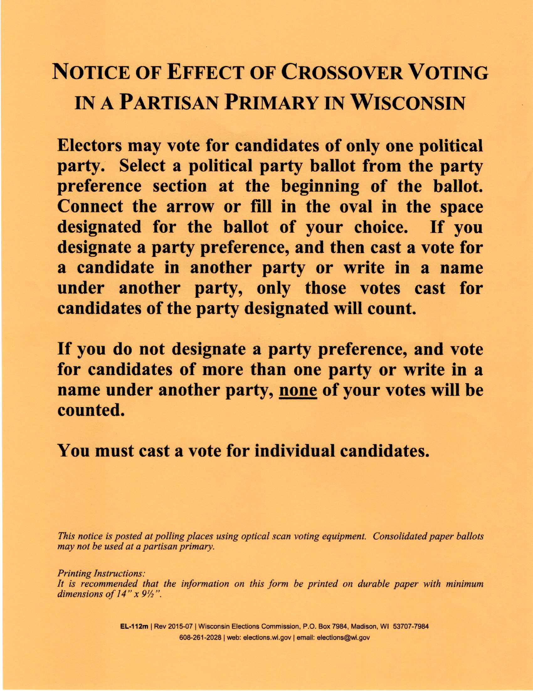 No Crossover Voting in Partisan Primary